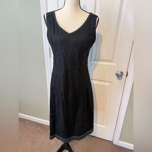 Garnet Hill Black Lace-Trimmed Cotton Dress